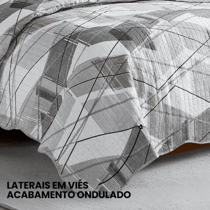 Imagem de Kit Cobre Leito Colcha Queen Cama Box 3 Peças Boutis Dupla Face 200 Fios Estampado Macio Com Porta Travesseiros