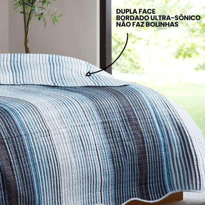 Imagem de Kit Cobre Leito Colcha Queen Cama Box 3 Peças Boutis Dupla Face 200 Fios Estampado Macio Com Porta Travesseiros