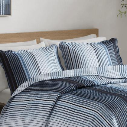 Imagem de Kit Cobre Leito Colcha Queen Cama Box 3 Peças Boutis Dupla Face 200 Fios Estampado Macio Com Porta Travesseiros