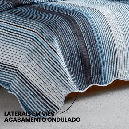 Imagem de Kit Cobre Leito Colcha Queen Cama Box 3 Peças Boutis Dupla Face 200 Fios Estampado Macio Com Porta Travesseiros