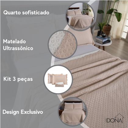 Imagem de Kit Cobre Leito Colcha Queen Dupla Face Premium 3 Peças Casa Dona
