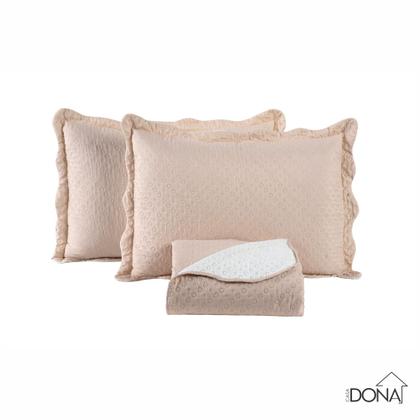 Imagem de Kit Cobre Leito Colcha Queen Dupla Face Premium 3 Peças Casa Dona