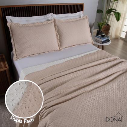 Imagem de Kit Cobre Leito Colcha Queen Dupla Face Premium 3 Peças Casa Dona
