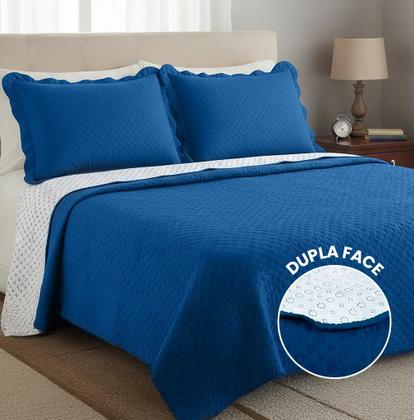 Imagem de Kit Cobre Leito Colcha Queen Dupla Face Premium 3 Peças Casa Dona