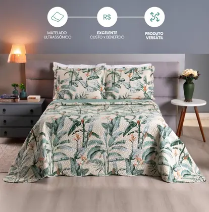 Imagem de Kit Cobre Leito Colcha Solteiro Dupla Face Premium 2 Peças Casa Dona