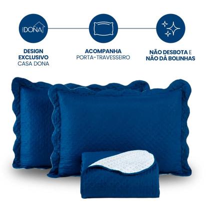 Imagem de Kit Cobre Leito Colcha Solteiro Dupla Face Premium 2 Peças Casa Dona