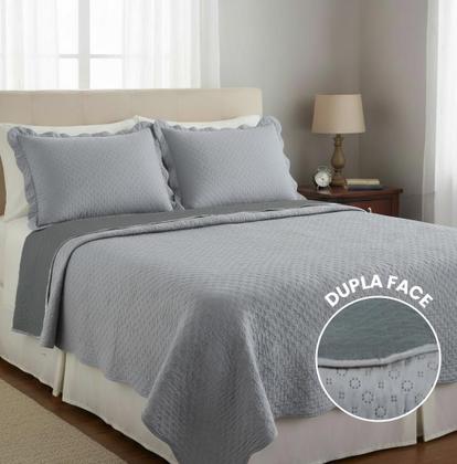 Imagem de Kit Cobre Leito Colcha Solteiro Dupla Face Premium 2 Peças Casa Dona