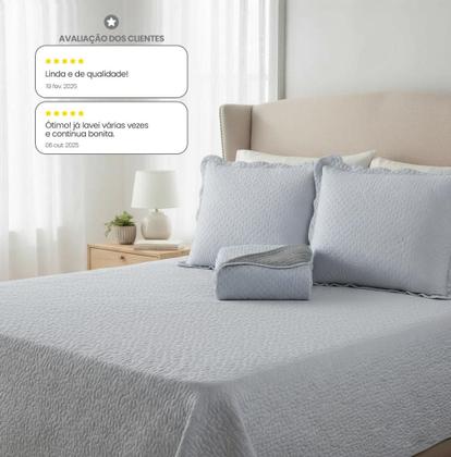 Imagem de Kit Cobre Leito Colcha Solteiro Dupla Face Premium 2 Peças Casa Dona