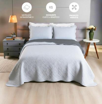 Imagem de Kit Cobre Leito Colcha Solteiro Dupla Face Premium 2 Peças Casa Dona