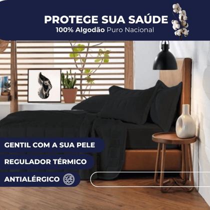 Imagem de Kit Cobre Leito King 3 Peças Fine Malha Algodão Colcha Matelada Liso