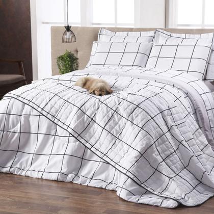 Imagem de Kit Cobre Leito Matelado Colcha Queen 3 Peças Algodão Misto