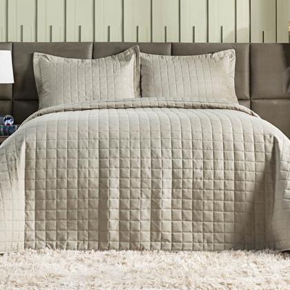 Imagem de Kit Cobre Leito Percal 300 Fios Dupla Face Colcha 02 e 03 Pçs Matelado