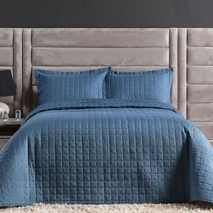 Imagem de Kit Cobre Leito Percal 300 Fios Dupla Face Colcha 02 e 03 Pçs Matelado