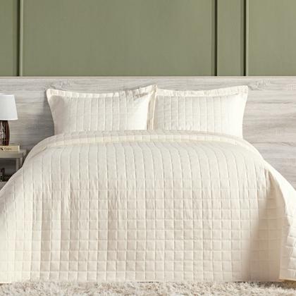 Imagem de Kit Cobre Leito Percal 300 Fios Dupla Face Colcha 02 e 03 Pçs Matelado