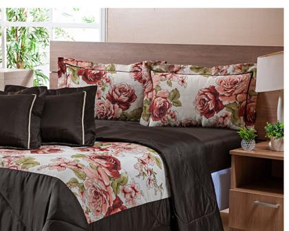 Imagem de Kit Cobre Leito Queen C/ Lençol e Fronhas Dupla Face 6 Peças Estampado e Liso