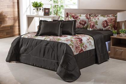 Imagem de Kit Cobre Leito Queen C/ Lençol e Fronhas Dupla Face 6 Peças Estampado e Liso