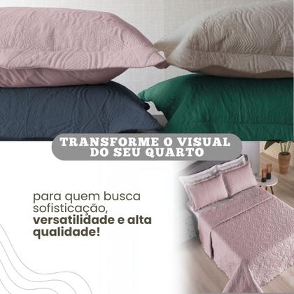 Imagem de Kit Cobre Leito Rosê 3 Peças Dupla Face Para Cama Queen Size