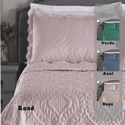 Imagem de Kit Cobre Leito Rosê 3 Peças Dupla Face Para Cama Queen Size