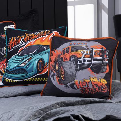 Imagem de Kit Cobre Leito Speed Car Dupla Face c/ Almofadas Casal Padrão 07 Peças