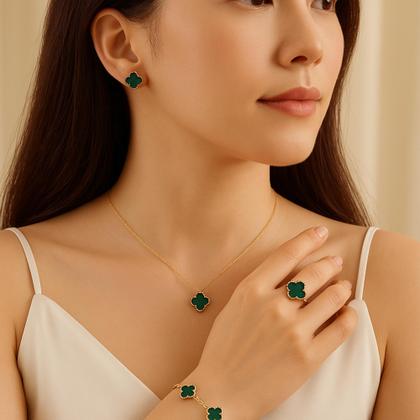 Imagem de Kit Colar Choker Pulseira E Brinco Flor Aço Inox Virginia