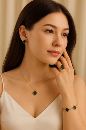 Imagem de Kit Colar Choker Pulseira E Brinco Flor Aço Inox Virginia