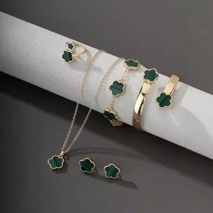 Imagem de Kit Colar Choker Pulseira E Brinco Flor Aço Inox Virginia