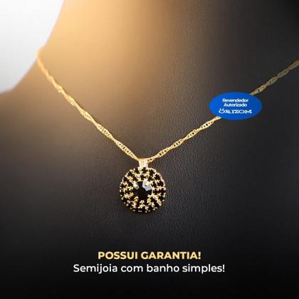 Imagem de Kit colar e brinco feminino Zicronia rosa pingente strass  KCBPS