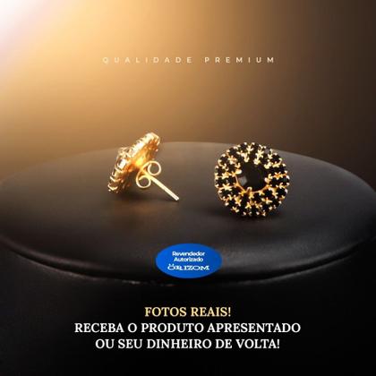 Imagem de Kit colar e brinco feminino Zicronia rosa pingente strass  KCBPS