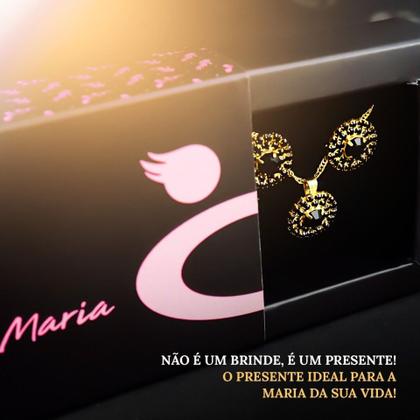 Imagem de Kit colar e brinco feminino Zicronia rosa pingente strass  KCBPS