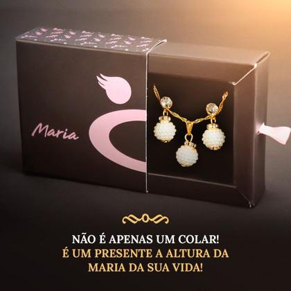 Imagem de Kit Colar feminino Perola dourada + brinco  zicronia + caixa KCBPL