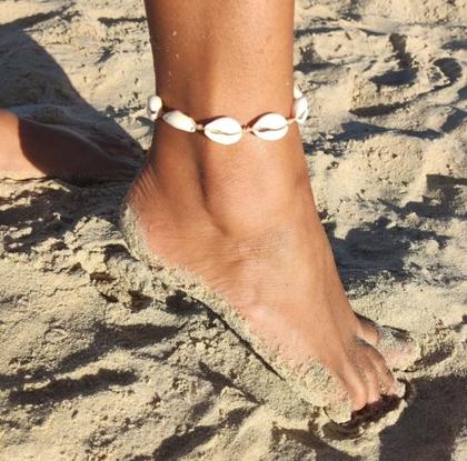 Imagem de Kit Colar Gargantilha e Pulseira tornozeleira conchas do mar artesanal Búzios naturais com Olho grego Moda praia Verão