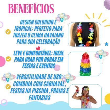 Imagem de Kit Colar Havaiana Carnaval Festa Piscina Praia Fantasia