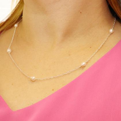 Imagem de Kit Colar Pulseira Brinco Perola Natural Agua Doce Prata 925