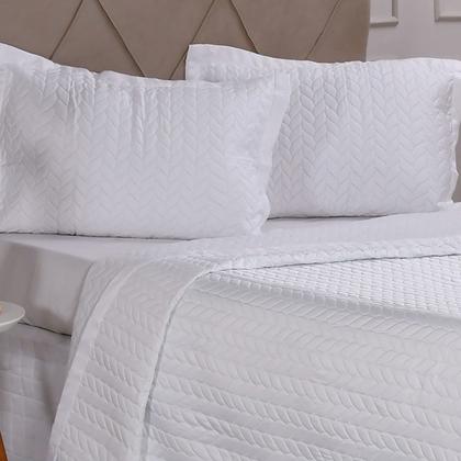 Imagem de Kit Colcha Casal Cetim / Toque de Pessego  3 Peças Satinatto BRANCO - Tessi