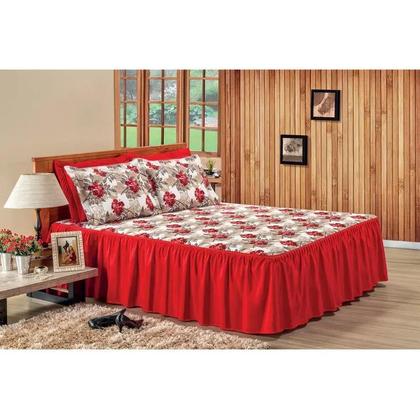Imagem de Kit Colcha Casal Padrão Cama Box Cobre Leito 3pçs Matelada com Linha 2,45x2,50m Várias Estampas Sortidas