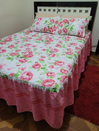Imagem de Kit Colcha Casal Padrão Cama Box Cobre Leito 3pçs Matelada com Linha 2,45x2,50m Várias Estampas Sortidas