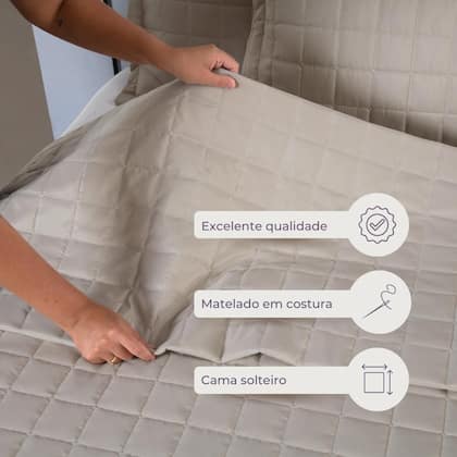 Imagem de Kit Colcha Cobre leito Cama Solteiro Matelado 02 peças