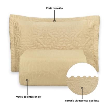 Imagem de Kit Colcha Cobre Leito Camili Queen Dupla Face 3 Peças Ultrassônico