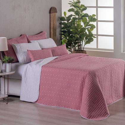 Imagem de Kit Colcha Cobre Leito Casal King Bordado Urbany Hipercal 400 Fios Dupla Face 3 Peças