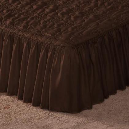 Imagem de Kit Colcha Cobre Leito Casal Padrão 3 peças Requinte Bordado Babado com Porta Travesseiro