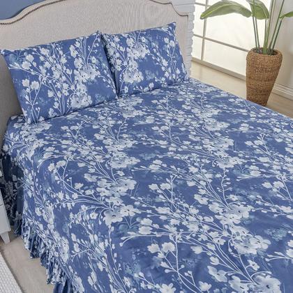 Imagem de Kit Colcha Cobre Leito Casal Padrão 400 Fios Toque Macio 3 Peças com Porta Travesseiro