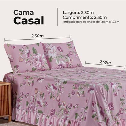 Imagem de Kit Colcha Cobre Leito Casal Padrão 400 Fios Toque Macio 3 Peças com Porta Travesseiro