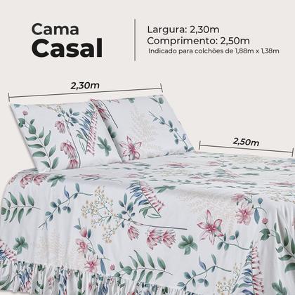 Imagem de Kit Colcha Cobre Leito Casal Padrão 400 Fios Toque Macio 3 Peças com Porta Travesseiro