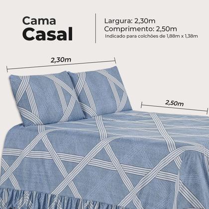 Imagem de Kit Colcha Cobre Leito Casal Padrão 400 Fios Toque Macio 3 Peças com Porta Travesseiro