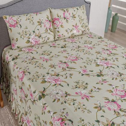 Imagem de Kit Colcha Cobre Leito Casal Padrão 400 Fios Toque Macio 3 Peças com Porta Travesseiro