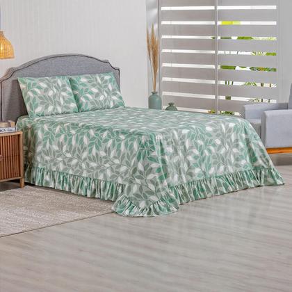 Imagem de Kit Colcha Cobre Leito Casal Padrão 400 Fios Toque Macio 3 Peças com Porta Travesseiro