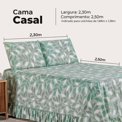 Imagem de Kit Colcha Cobre Leito Casal Padrão 400 Fios Toque Macio 3 Peças com Porta Travesseiro