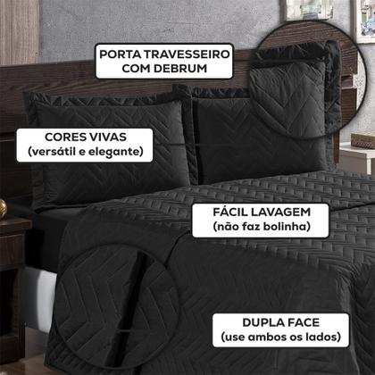 Imagem de Kit Colcha Cobre leito Casal Queen 3 Peças Matelado Jogo Roupa Protetor de Cama Travesseiros Box