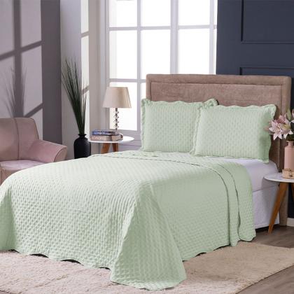 Imagem de Kit Colcha Cobre Leito Casal Queen Dupla Face 3 Peças 400 Fios Micropercal Com Porta Travesseiro Toque Macio Luxo Balle