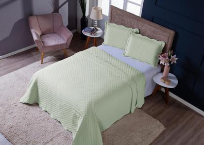 Imagem de Kit Colcha Cobre Leito Casal Queen Dupla Face 3 Peças 400 Fios Micropercal Com Porta Travesseiro Toque Macio Luxo Balle